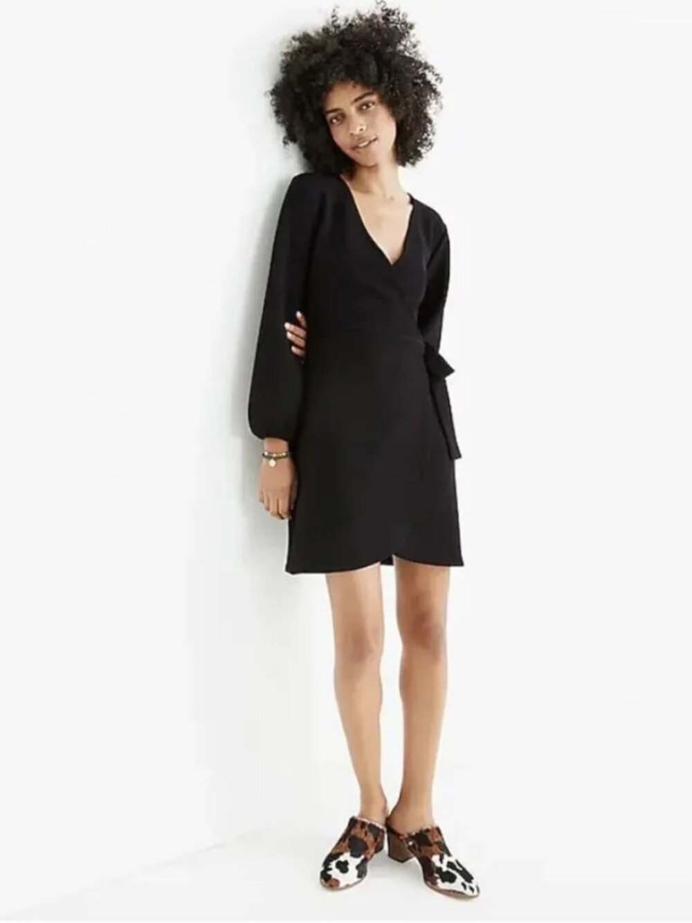 Madewell Texture & Thread long-sleeve faux wrap mini dress